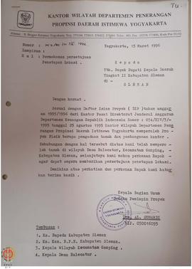 Surat dari Kepala Bagian Umum Kantor Wilayah Departemen Penerangan Provinsi Daerah Istimewa Yogya...