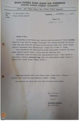 Surat dari Sekretaris yang bertindak atas nama Ketua Badan Pembina Radio Siaran Non Pemerintah Pr...