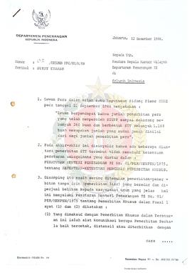 Surat dari Direktur Jenderal Pembinaan Pers dan Grafika Departemen Penerangan Republik Indonesia ...