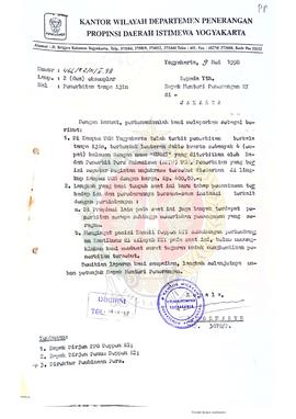 Surat dari Kepala Kantor Wilayah Departemen Penerangan Provinsi Daerah Istimewa Yogyakarta kepada...