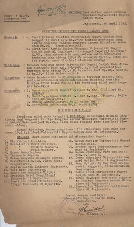Keputusan Presiden Universitas Negeri Gajah Mada Nomor : 214/C, tentang penetapan jumlah uang sid...