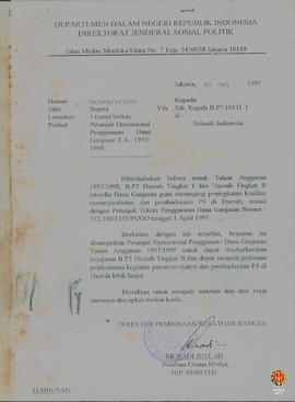 Petunjuk Operasional Penggunaan Dana Ganjaran Propinsi Biaya Operasional BP-7 dan Ganjaran Kabupa...