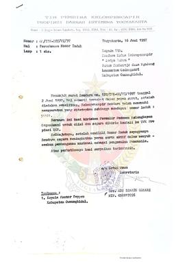 Berkas surat perihal pemberian Nomor Induk Kelompencapir Sedya Rukun di Gunungkidul beserta lampi...