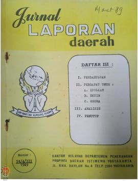 Buku Jurnal Laporan Daerah Kantor Wilayah Departemen Penerangan Provinsi Daerah Istimewa Yogyakar...