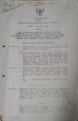 Berkas Keputusan Menteri Keuangan Republik Indonesia Nomor : 836/KMK.04/1992 tentang tidak dilaku...