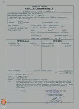 Surat Perintah Membayar Nomor : 00241/XII/2006 tanggal 19 Desember 2006 pembayaran invoice I, II,...