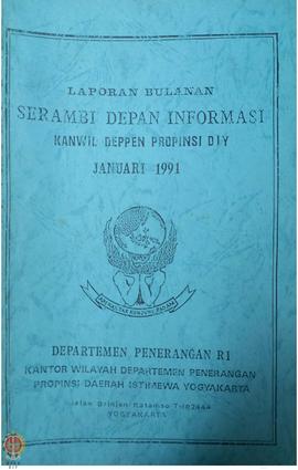 Laporan Bulanan Serambi Depan Informasi Kantor Wilayah Departemen Penerangan Provinsi Daerah Isti...