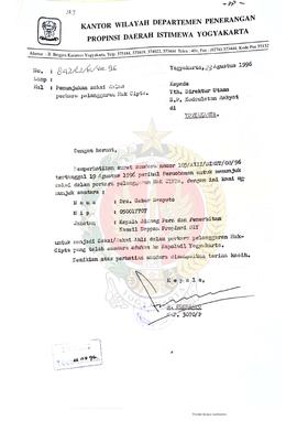 Berkas surat perihal penunjukan saksi ahli dalam perkara pelanggaran hak cipta yang diadukan oleh...