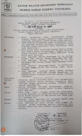 Surat Keputusan Kepala Kantor Wilayah Departemen Penerangan Daerah Istimewa Yogyakarta Nomor : 08...