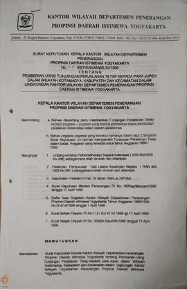 Surat Keputusan Kepala Kantor Wilayah Departemen Penerangan Daerah Istimewa Yogyakarta Nomor : 01...