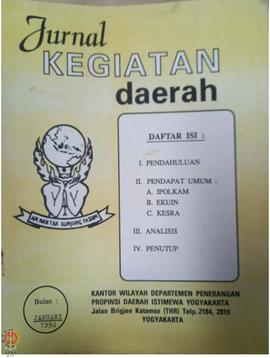 Buku Jurnal Kegiatan Daerah Kantor Wilayah Departemen Penerangan Provinsi Daerah Istimewa Yogyaka...