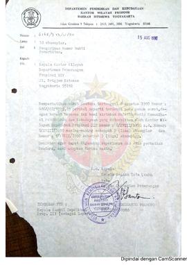 Surat dari Kepala Bagian Tata Usaha u.b. Kepala Sub Bagian Penerangan a.n. Kepala Departeman Pend...