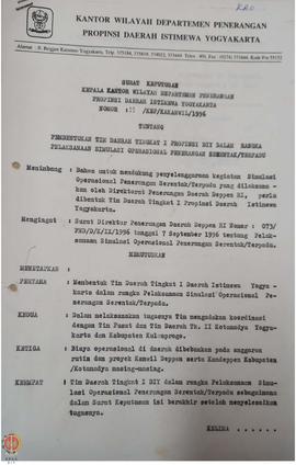 Surat Keputusan Kepala Kantor Wilayah Departemen Penerangan Daerah Istimewa Yogyakarta Nomor : 11...