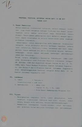 Proposal festival ketoprak antar Dati II se DIY tahun 1997 yang diajukan oleh Taman Budaya Yogyak...