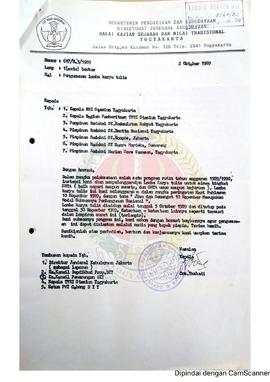 Surat dari Kepala Balai Kajian Sejarah dan Nilai Tradisional Direktorat Jenderal Kebudayaan Depar...