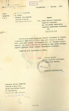 Risalah penyumpahan jabatan Notaris Sdr. RM. Surjanto Partoningrat, SH sebagai Notaris di Yogyakarta