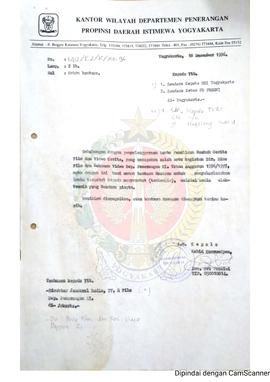 Surat dari Kepala Bidang Koordinasi Media Penerangan yang bertindak atas nama Kepala Kantor Wilay...