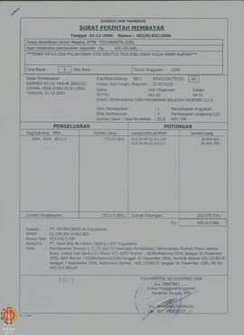 Surat Perintah Membayar Nomor : 00239/XII/2006 tanggal 19 Desember 2006 pembayaran invoince I, II...