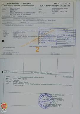 Bendel  Surat Perintah Pencairan Dana (SP2D) Tahun Anggaran 2007 Belanja lain-lain II lainnya, Da...