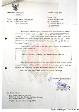 Surat dari Direktur Pembinaan Pers Departemen Penerangan Republik Indonesia kepada Pemimpin Umum ...