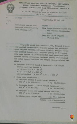 Surat dari Kepala BP 7 DIY kepada Gubernur Kepala DIY dan Ketua Bappeda Provinsi DIY perihal perm...