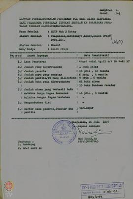 Laporan   hasil   penyelenggaraan   penataran   P-4   siswa   baru 1997/1998 SLTP Muhamadiyah 3 K...