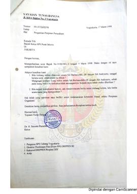 Berkas surat perihal Rekomendasi dan Pembahasan Pergantian Pemimpin Perusahaan  Surat Kabar Mingg...