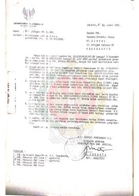 Berkas permohonan perubahan Surat Izin Usaha Penerbitan Pers Surat Kabar Harian Berita Nasional m...