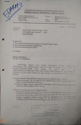Surat dari Direktur Jenderal Anggaran a.n. Menteri Keuangan Departemen Keuangan Republik Indonesi...