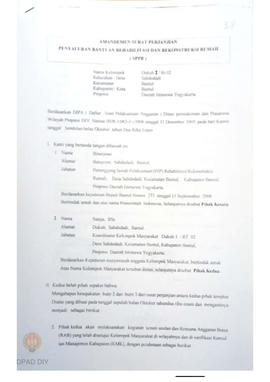 Amandemen Surat Perjanjian Penyaluran Bantuan Rehabilitasi dan Rekonstruksi Rumah (SPPB), Nama Ke...