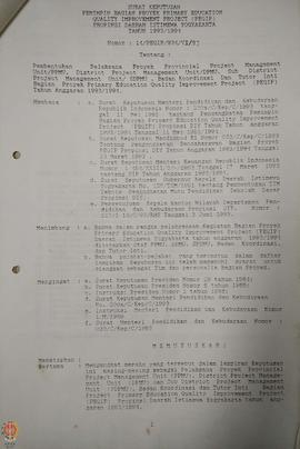 Surat Keputusan Pemimpin Bagian Proyek Primary Education Quality Improvement Project (PEQIP) Prov...
