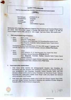 Surat Perjanjian Penyaluran Bantuan Rehabilitasi dan Rekonstruksi Rumah (SPPB), Nama Kelompok Jip...