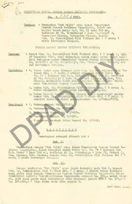 Surat Keputusan Kepala Daerah DIY, no. 320/1973 tanggal 20 Agustus 1973 tentang pemberian Hak Mil...
