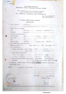 Laporan dari Balai Pengawasan dan Sertifikasi Benih II Jateng dan DIY tentang Hasil Pemeriksaan L...