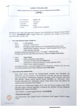 Surat Perjanjian Penyaluran Bantuan Rehabilitasi Dan Rekonstruksi Rumah (SPPB),  Nama Kelompok Ma...