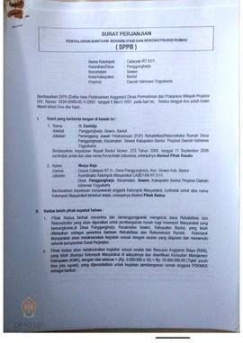 Surat Perjanjian Penyaluran Bantuan Rehabilitasi dan Rekonstruksi Rumah (SPPB),  Nama Kelompok Ca...