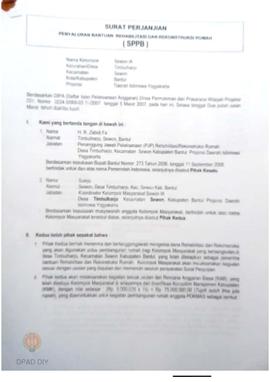 Surat Perjanjian Penyaluran Bantuan Rehabilitasi dan Rekonstruksi Rumah (SPPB),  Nama Kelompok Se...