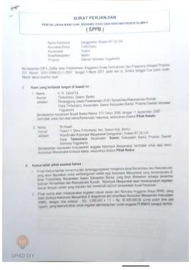 Surat Perjanjian Penyaluran Bantuan Rehabilitasi dan Rekonstruksi Rumah (SPPB),  Nama Kelompok Sa...