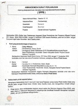 Surat Perjanjian Penyaluran Bantuan Rehabilitasi dan Rekonstruksi Rumah (SPPB),  Nama Kelompok Sa...