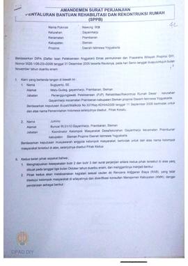 Amandemen Surat Perjanjian Penyaluran Bantuan Rehabilitasi dan Rekonstruksi Rumah (SPPB),  Nama K...