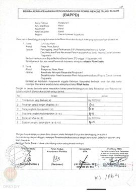 Berita Acara Penarikan/Penggunaan Dana Rehabilitasi/Rekonstruksi Rumah (BAPPD) Rusak Berat, Nama ...