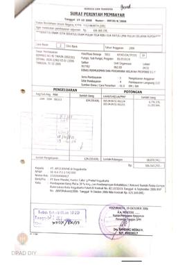 Surat Perintah Pencairan Dana kepada PT. Arsigraphi untuk Pembayaran Uang Muka 20% Kegiatan Penda...