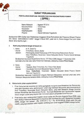 Surat Perjanjian Penyaluran Bantuan Rehabilitasi dan Rekonstruksi Rumah (SPPB),  Nama Kelompok Ng...