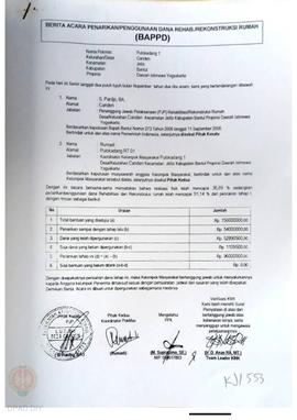 Berita Acara Penarikan/Penggunaan Dana Rehabilitasi/Rekonstruksi Rumah (BAPPD) Rusak Berat, Nama ...