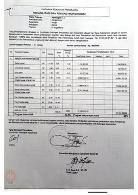 Laporan Kemajuan Pekerjaan Rehabilitasi dan Rekonstruksi rumah,  Nama Kelompok Masyarakat Nawunga...