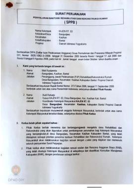 Surat Perjanjian Penyaluran Bantuan Rehabilitasi dan Rekonstruksi Rumah (SPPB), Nama Kelompok Kaj...