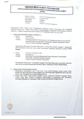 Amandemen Surat Perjanjian Penyaluran Bantuan Rehabilitasi dan Rekonstruksi Rumah (SPPB),  Nama K...