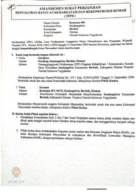 Amandemen Surat Perjanjian Penyaluran Bantuan Rehabilitasi dan Rekonstruksi Rumah (SPPB),  Nama K...