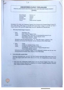 Amandemen Surat Perjanjian Penyaluran Bantuan Rehabilitasi dan Rekonstruksi Rumah (SPPB) kriteria...
