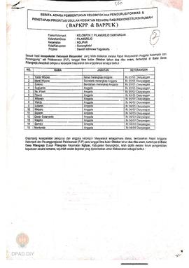 Berita Acara Pembentukan Kelompok dan Pengurus POKMAS & Penetapan prioritas usulan kegiatan R...